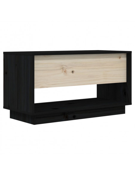 Mobile Porta TV Nero 74x34x40 cm in Legno Massello di Pino