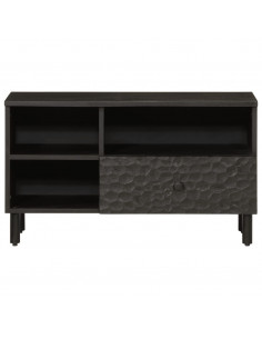 Mobile Porta TV Nero 80x33x46 cm in Legno Massello di Mango