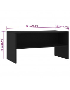 Mobile Porta TV Nero 80x40x40 cm in Legno Multistrato