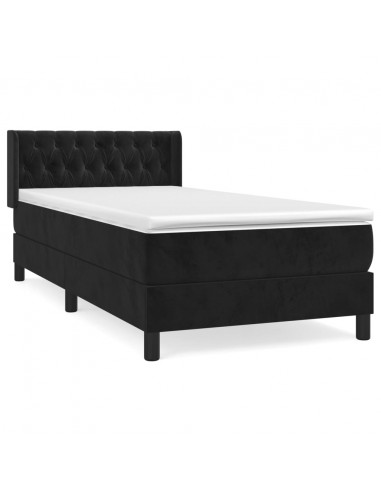 Giroletto a Molle con Materasso Nero 90x190 cm in Velluto