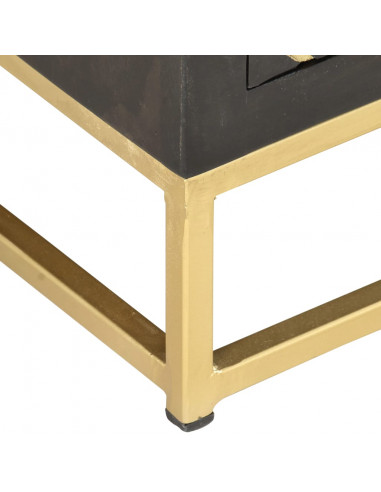 Mobile Porta TV Oro e Nero 120x30x40 cm Legno Massello di Mango