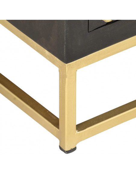 Mobile Porta TV Oro e Nero 120x30x40 cm Legno Massello di Mango