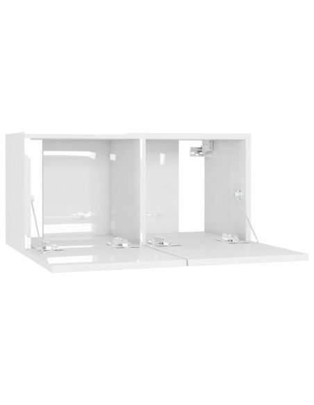 Mobile Porta TV Pensile Bianco Lucido 60x30x30 cm