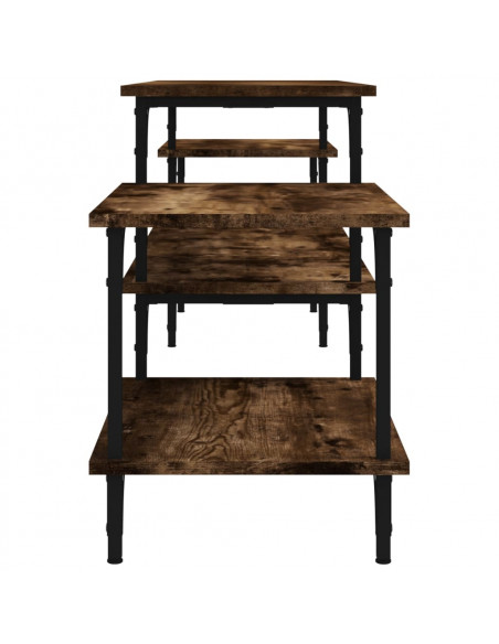 Mobile Porta TV Rovere Fumo 197x35x52 cm in Legno Multistrato