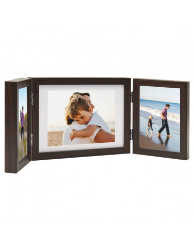 Cornici Portafoto a Libro Marrone Scuro 22x15cm +2x(10x15)cm