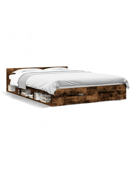 Giroletto con Cassetti Rovere Fumo 150x200 cm Legno Multistrato