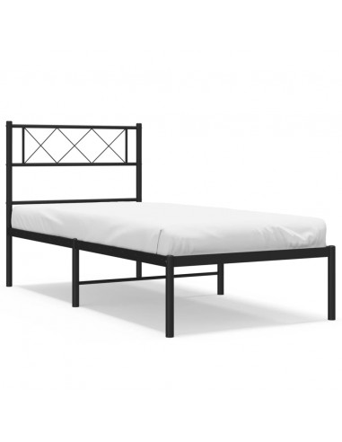 Giroletto con Testiera in Metallo Nero 100x190 cm