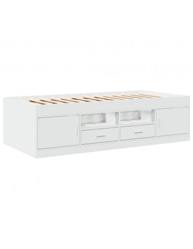 Divano Letto con Cassetti senza Materasso Bianco 100x200 cm
