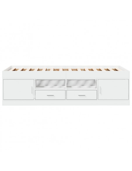 Divano Letto con Cassetti Bianco 100x200cm in Legno Multistrato
