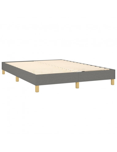 Letto a Molle Materasso e LED Grigio Scuro 140x190cm in Tessuto