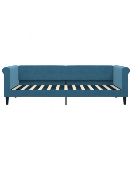 Divano Letto Estraibile con Cassetti Blu 90x200 cm in Velluto