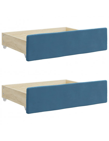 Divano Letto Estraibile con Cassetti Blu 90x200 cm in Velluto