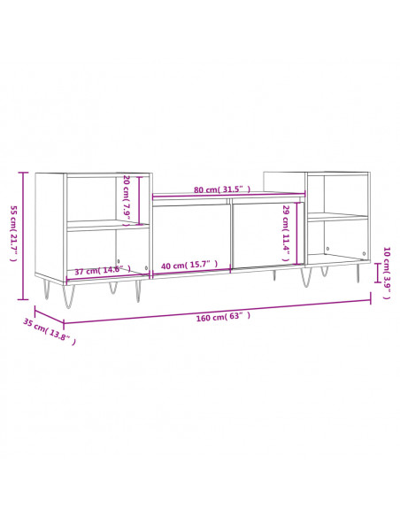 Mobile Porta TV Rovere Sonoma 160x35x55 cm Legno Multistrato