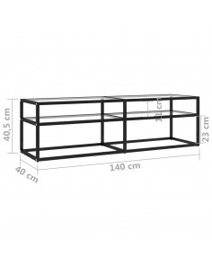 Mobile Porta TV Trasparente 140x40x40,5 cm in Vetro Temperato