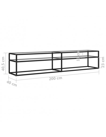 Mobile Porta TV Trasparente 200x40x40,5 cm in Vetro Temperato