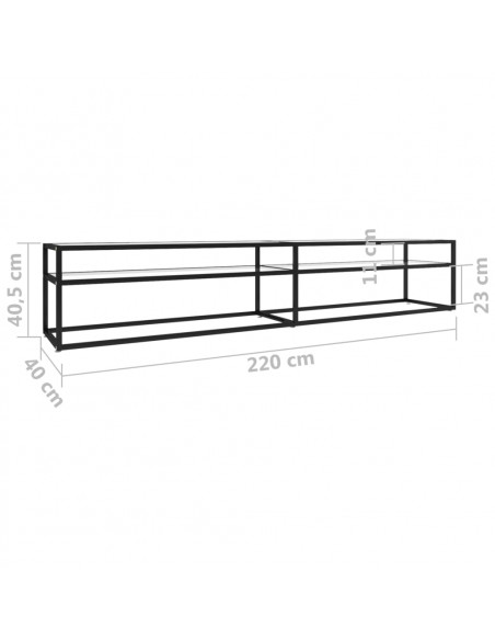 Mobile Porta TV Trasparente 220x40x40,5 cm in Vetro Temperato