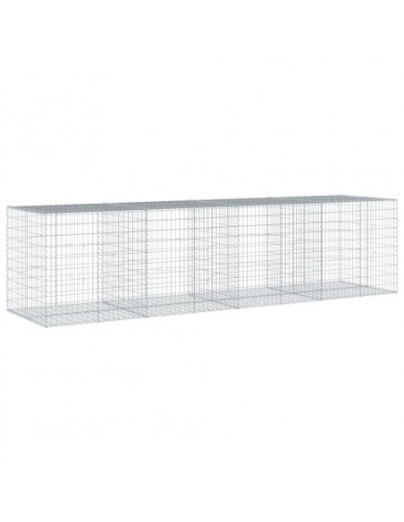 Cesto Gabbione con Copertura 400x100x100 cm in Ferro Zincato