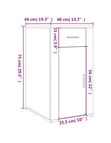 Mobile Scrivania grigio sonoma 40x49x75 cm Legno Multistrato