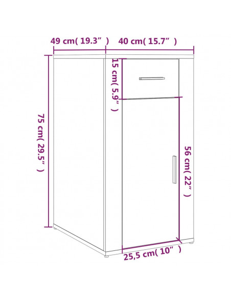 Mobile Scrivania rovere fumo 40x49x75 cm Legno Multistrato