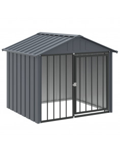 Casetta per Cani con Tetto Nero 117x103x102 cm Acciaio Zincato 2