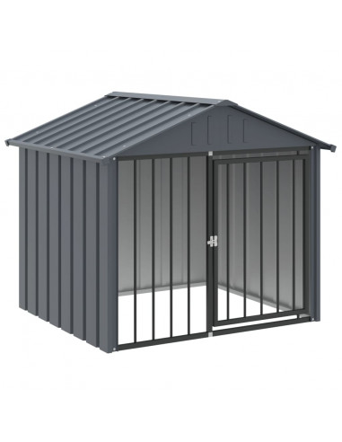 Casetta per Cani con Tetto Nero 117x103x102 cm Acciaio Zincato