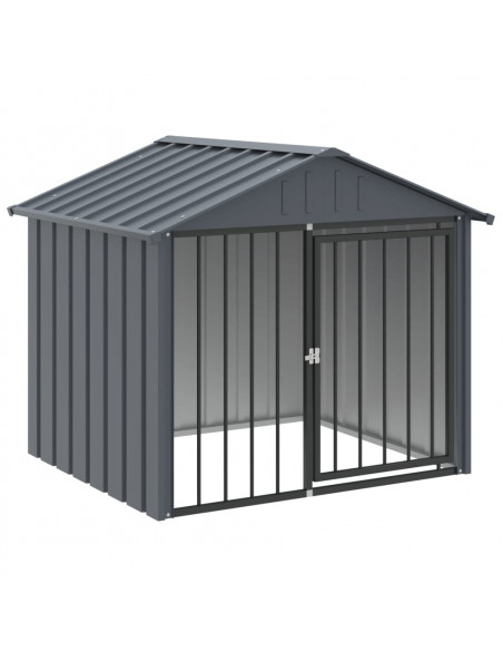 Casetta per Cani con Tetto Nero 117x103x102 cm Acciaio Zincato