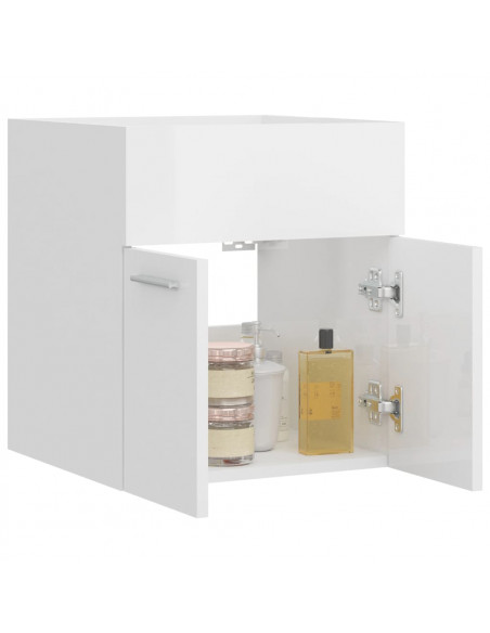 Mobile Sottolavabo Bianco Lucido 41x38,5x46cm Legno Multistrato