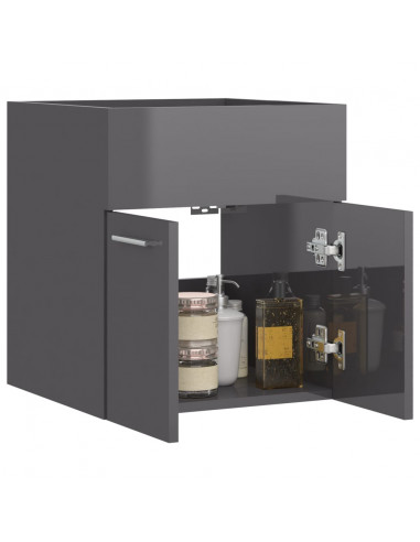 Mobile Sottolavabo Grigio Lucido 41x38,5x46cm Legno Multistrato