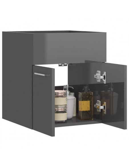 Mobile Sottolavabo Grigio Lucido 41x38,5x46cm Legno Multistrato