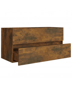 Mobile Sottolavabo Rovere Fumo 90x38,5x45 cm Legno Multistrato