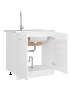 Mobile Sottolavello Bianco Lucido 80x46x81,5 Legno Multistrato