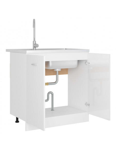 Mobile Sottolavello Bianco Lucido 80x46x81,5 Legno Multistrato
