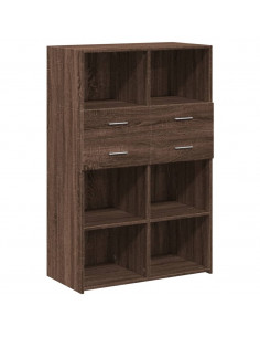 Credenza Rovere Marrone 80x42,5x124 cm in Legno Multistrato 2