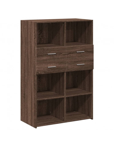 Credenza Rovere Marrone 80x42,5x124 cm in Legno Multistrato