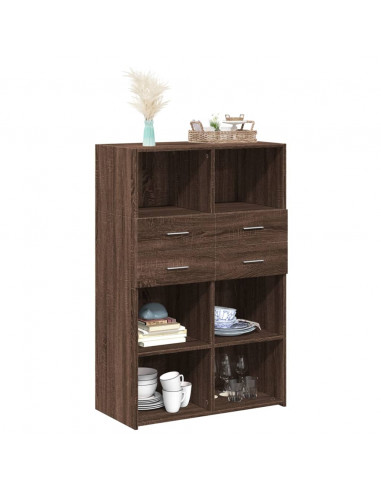 Credenza Rovere Marrone 80x42,5x124 cm in Legno Multistrato