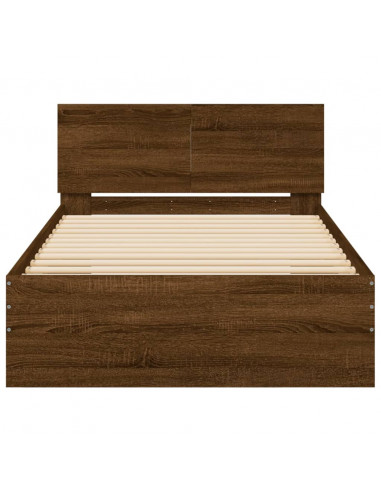 Giroletto con Testiera e LED Rovere Marrone 100x200 cm