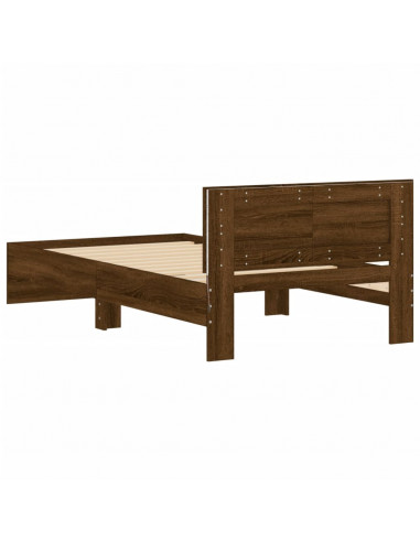 Giroletto con Testiera e LED Rovere Marrone 100x200 cm