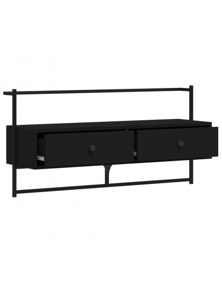 Mobile TV a Muro Nero 100,5x30x51 cm in Legno Multistrato