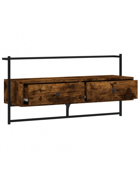 Mobile TV a Muro Rovere Fumo 100,5x30x51 cm Legno Multistrato