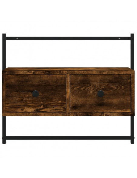 Mobile TV a Muro Rovere Fumo 60,5x30x51 cm in Legno Multistrato