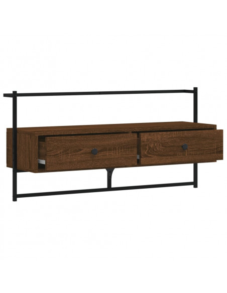 Mobile TV a Muro Rovere Marrone 100,5x30x51cm Legno Multistrato