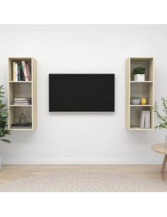 Mobile TV a Parete 2 pz Rovere Sonoma in Truciolato