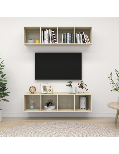 Mobile TV a Parete 2 pz Rovere Sonoma in Truciolato