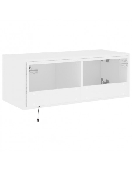 Mobile TV a Parete con Luci LED Bianco 80x35x31 cm