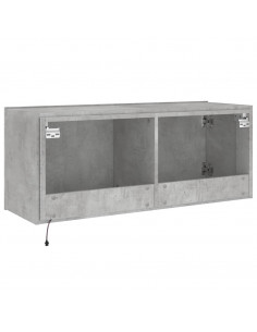 Mobile TV a Parete con Luci LED Grigio Cemento 100x35x41 cm