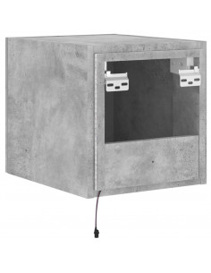 Mobile TV a Parete con Luci LED Grigio Cemento 30,5x35x30 cm