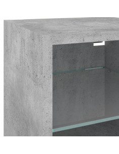 Mobile TV a Parete con Luci LED Grigio Cemento 30x28,5x30 cm