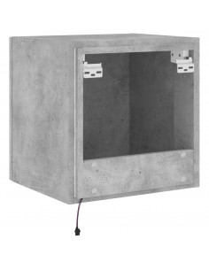 Mobile TV a Parete con Luci LED Grigio Cemento 40,5x35x40 cm