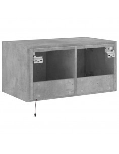 Mobile TV a Parete con Luci LED Grigio Cemento 60x35x31 cm