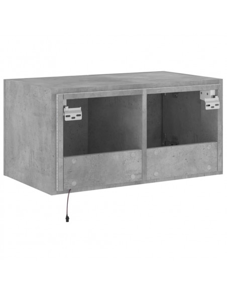 Mobile TV a Parete con Luci LED Grigio Cemento 60x35x31 cm